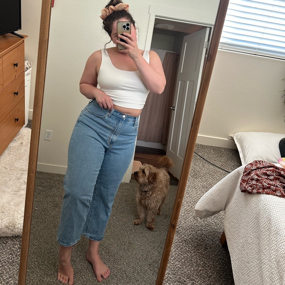 Vintage straight light wash jeans, cropped
